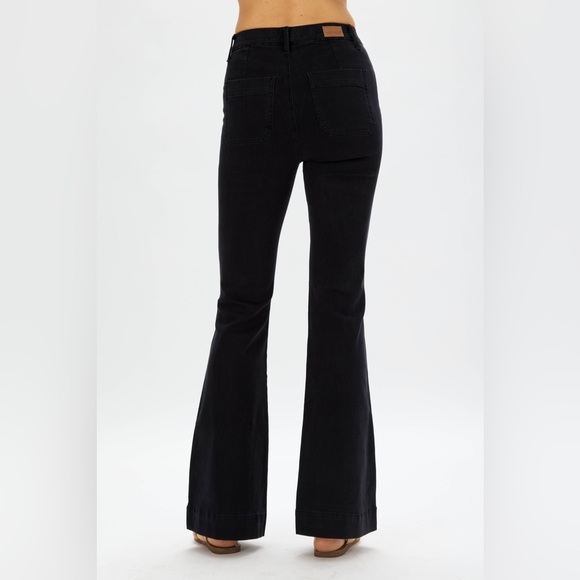 New! judy blue high rise elastic waist pull on trouser flare black JB88651 BK - Picture 10 of 14